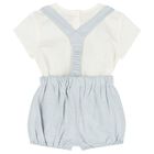 Baby Boys White & Blue Shorts Set , 1, hi-res