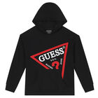 Boys Black Logo Hooded Top, 3, hi-res