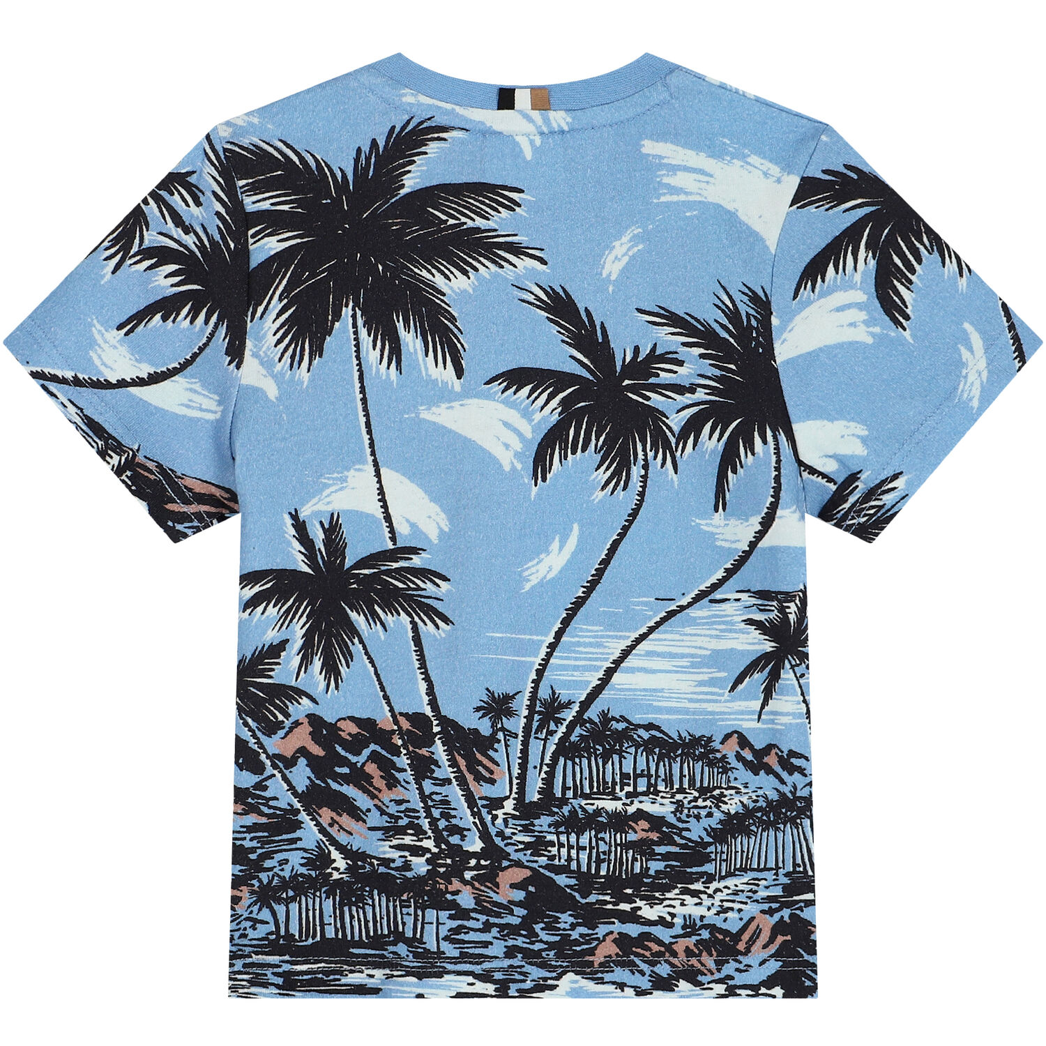 Younger Boys Blue Palm Tree T-Shirt, 1, hi-res
