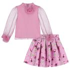 Girls Pink Floral Skirt Set, 1, hi-res