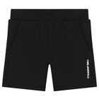 Younger Boys White & Black Logo Short Set, 1, hi-res