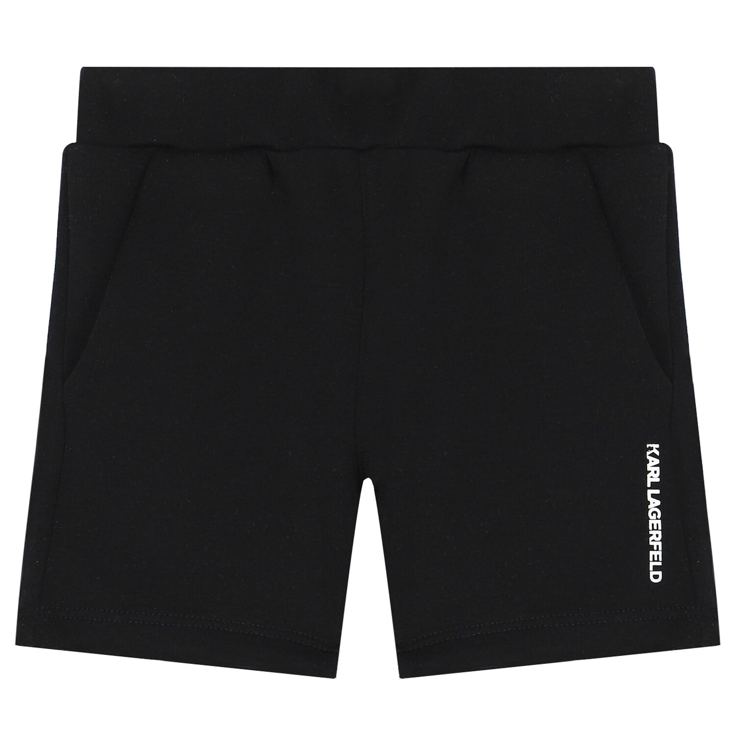 Younger Boys White & Black Logo Short Set, 1, hi-res