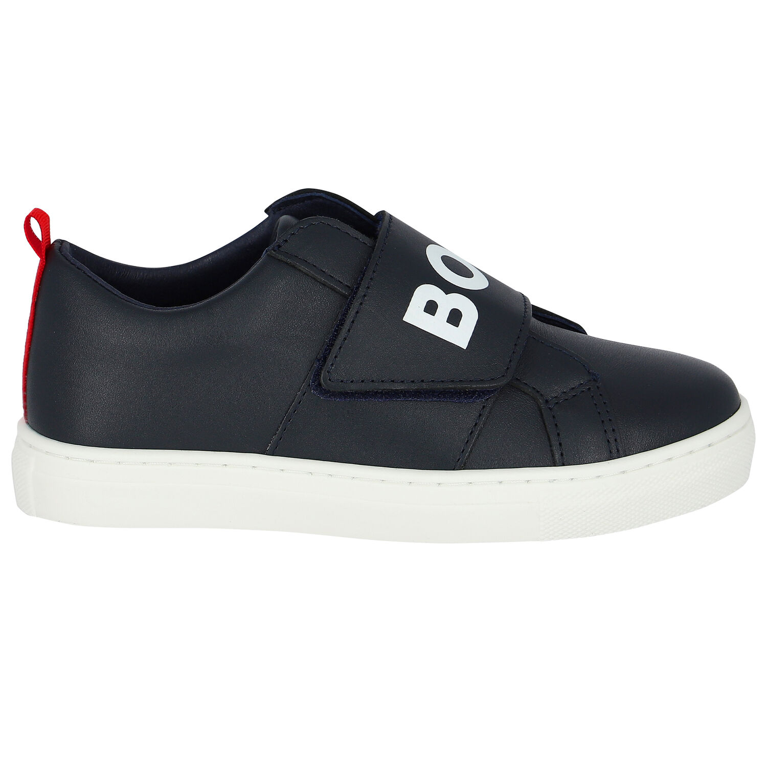 Boys Navy Blue Logo Trainers, 1, hi-res