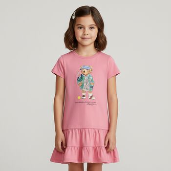 Girls Pink Polo Bear Dress