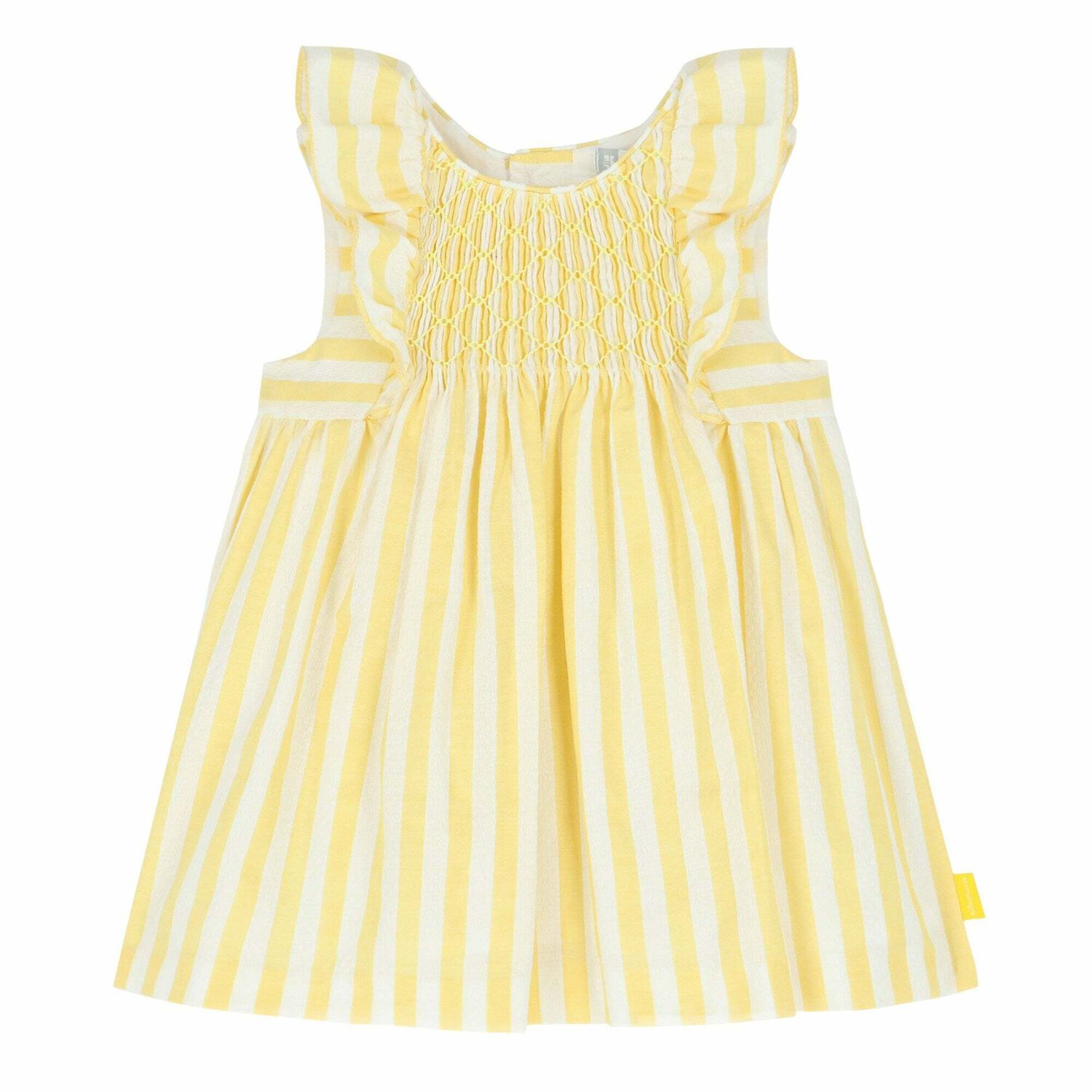 Girls White & Yellow Striped Dress, 1, hi-res