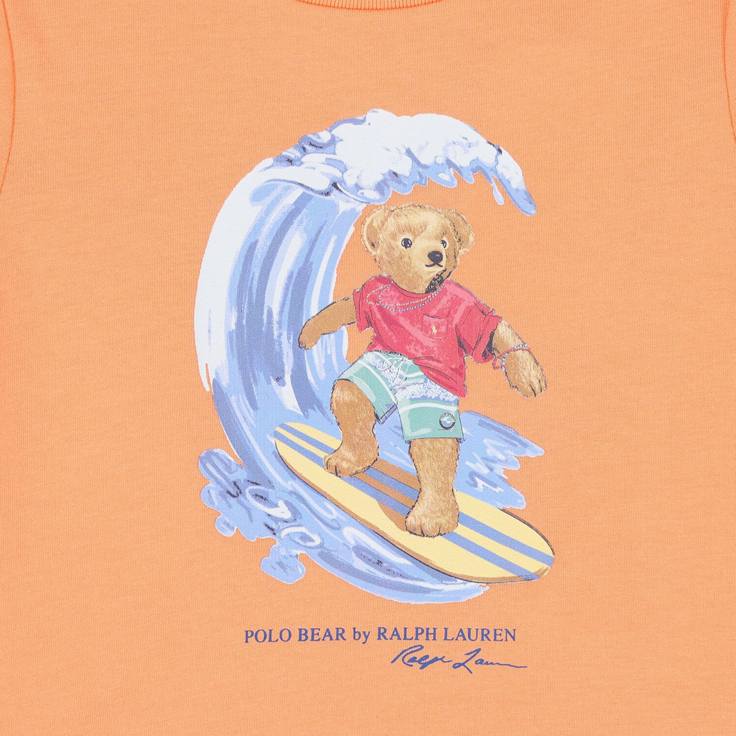 Baby Boys Orange Teddy Bear Logo T-Shirt, 1, hi-res