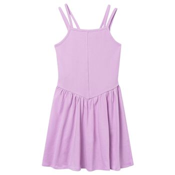 Girls Lilac Ribbed Dress