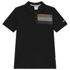 Boys Black Logo Polo Shirt, 1, hi-res