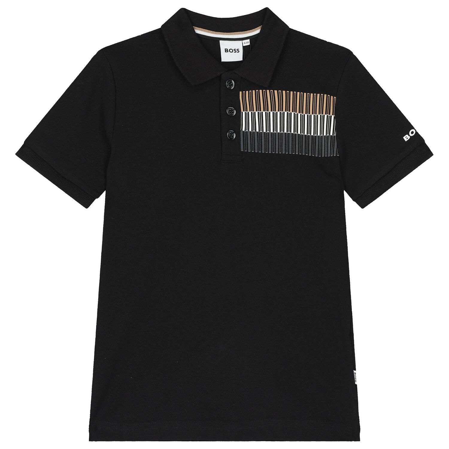 Boys Black Logo Polo Shirt, 1, hi-res