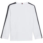 Boys White Logo Long Sleeve Top, 1, hi-res