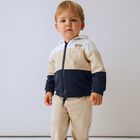 Younger Boys Beige, Grey & Navy Blue 3-Piece Tracksuit, 4, hi-res