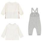 Baby Boys Ivory, Beige & Grey Dungaree Set, 1, hi-res