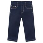 Younger Girls Navy Blue Denim Jeans, 1, hi-res