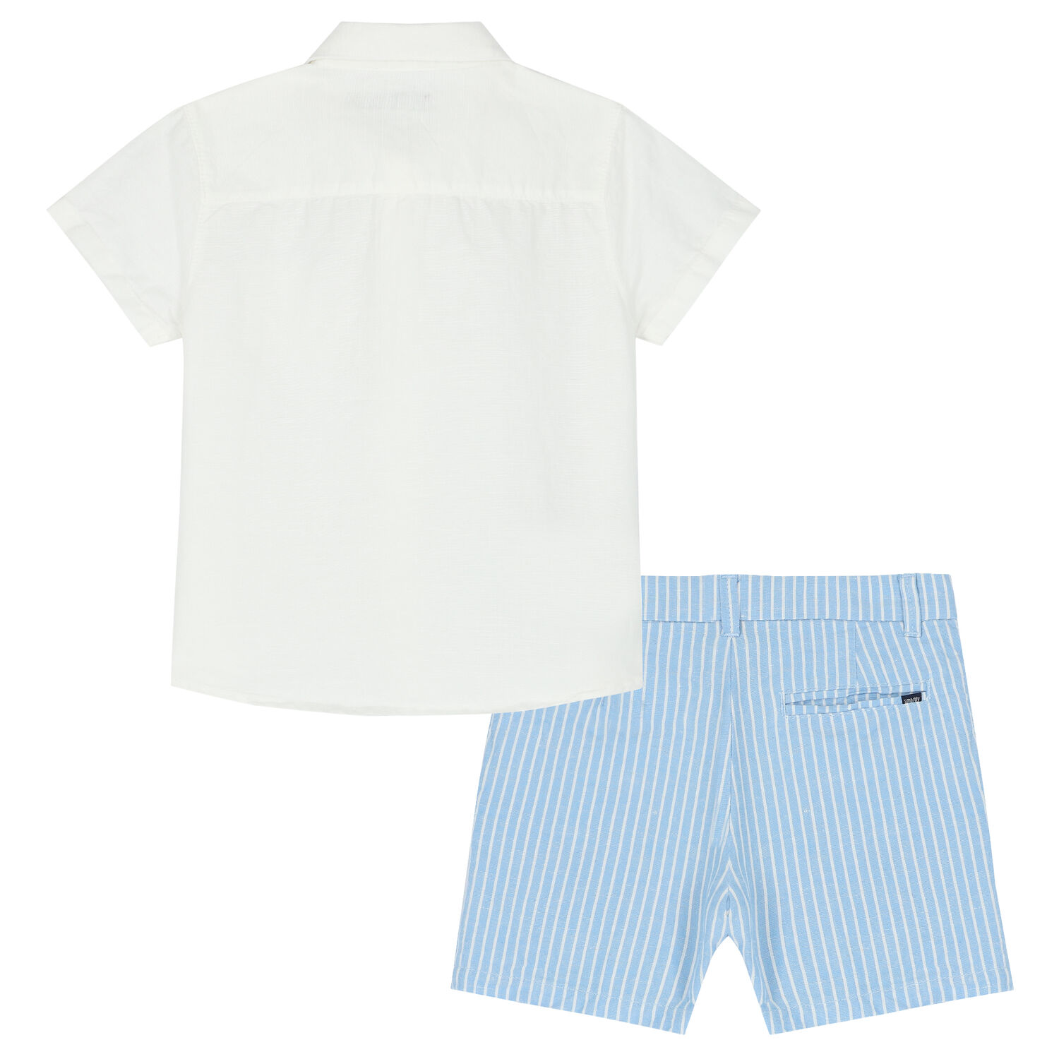 Younger Boys White & Blue Shorts Set, 1, hi-res