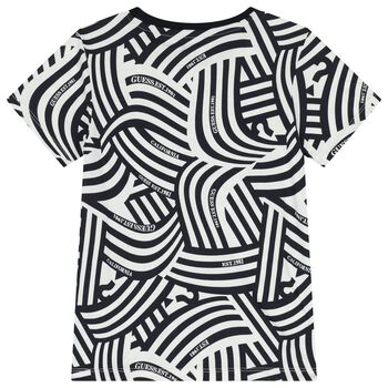 Boys White & Navy Blue Logo T-Shirt