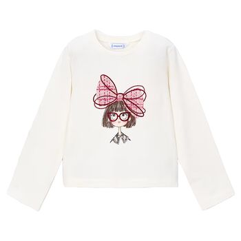 Girls Ivory Long Sleeve Top