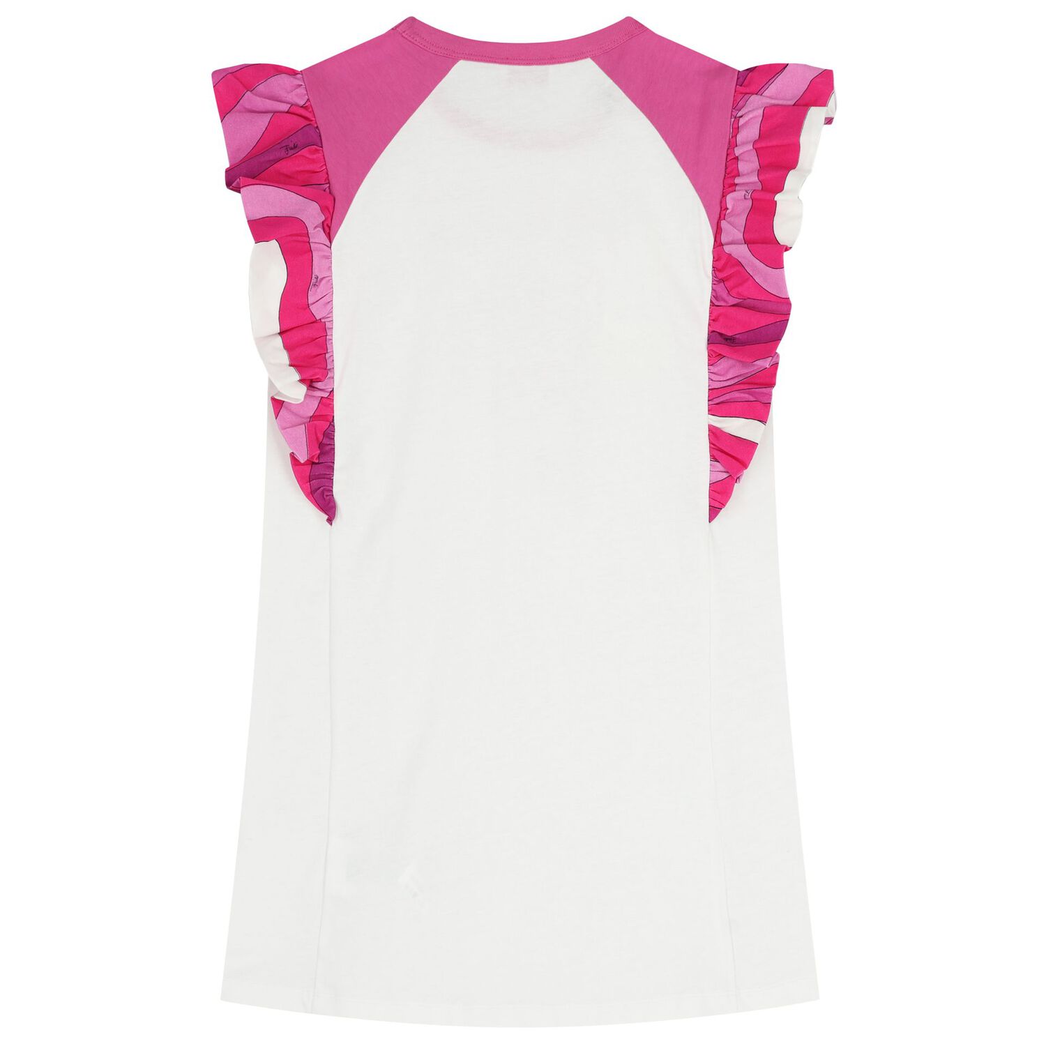 Girls White & Pink Logo Ruffled Dress, 1, hi-res