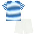Baby Boys White & Blue Polo Bear Shorts Set, 1, hi-res