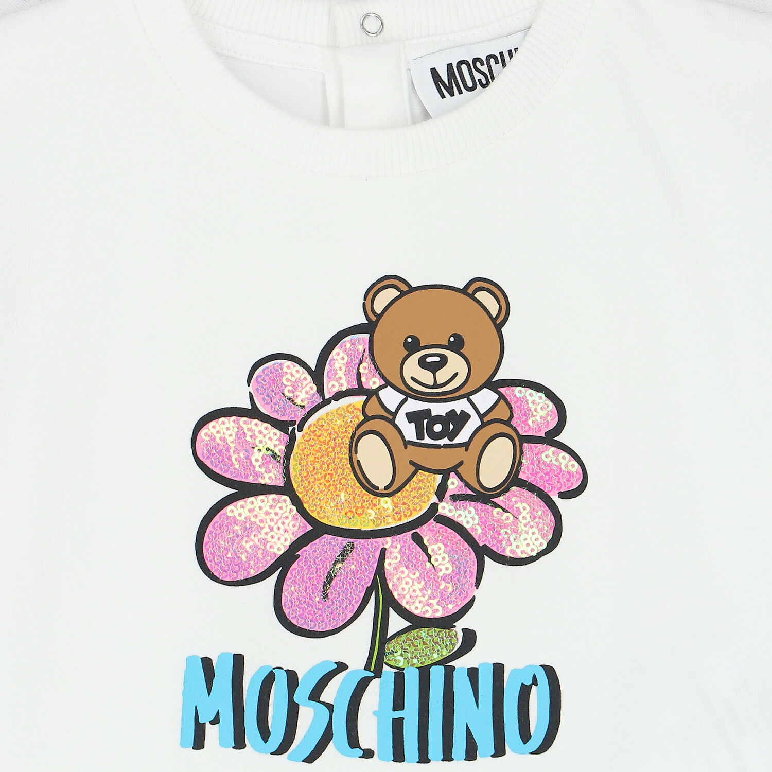 Younger Girls White & Pink Teddy Logo Shorts Set, 1, hi-res