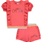 Girls Coral Logo Shorts Set, 1, hi-res