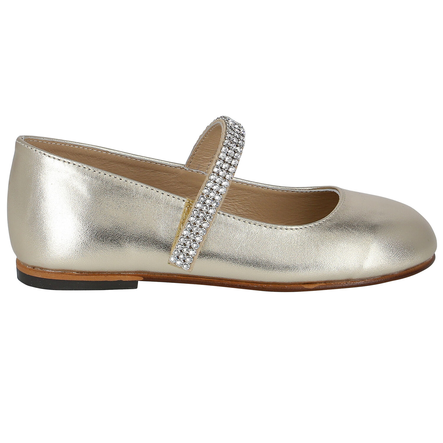 Girls Gold Swarovski Crystal Shoes, 1, hi-res image number null