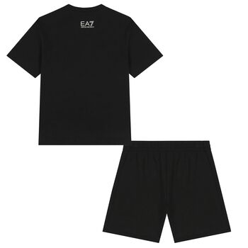 Boys Black Logo Shorts Set