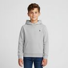 Boys Grey Logo Hooded Top, 1, hi-res