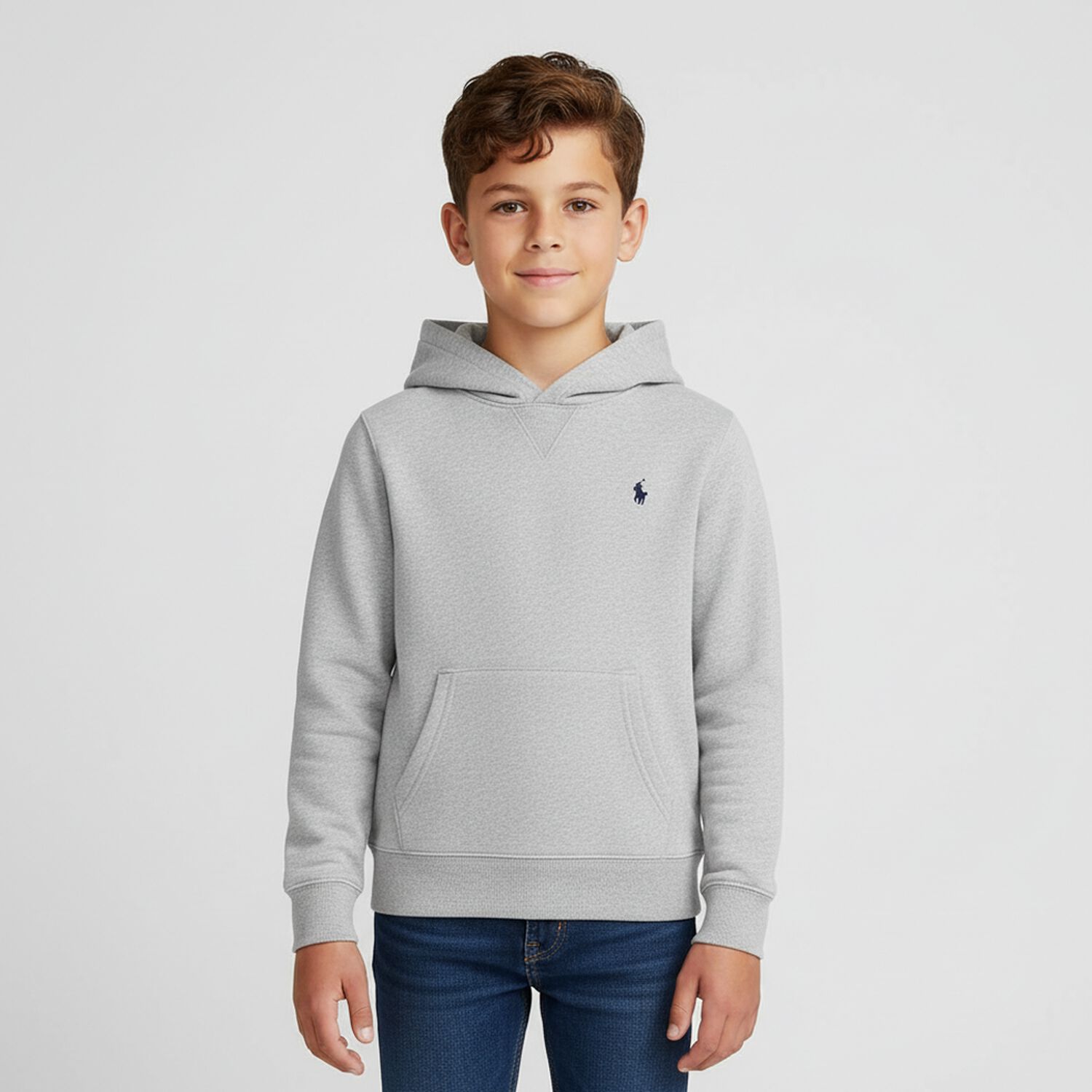 Boys Grey Logo Hooded Top, 1, hi-res image number null