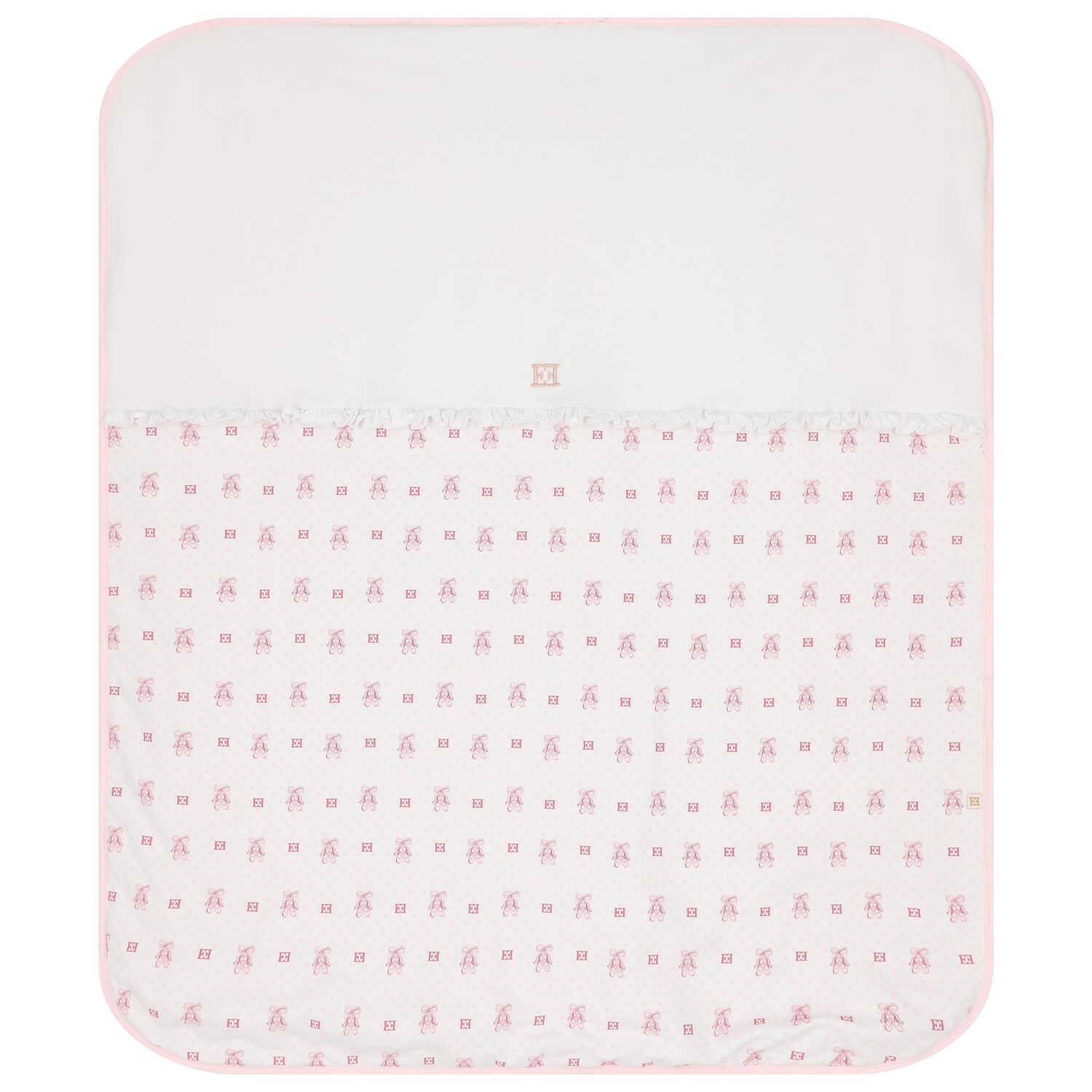 Baby Girls White & Pink Logo Blanket, 1, hi-res