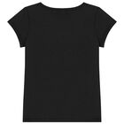 Girls Black Embellished Teddy Logo T-Shirt, 3, hi-res