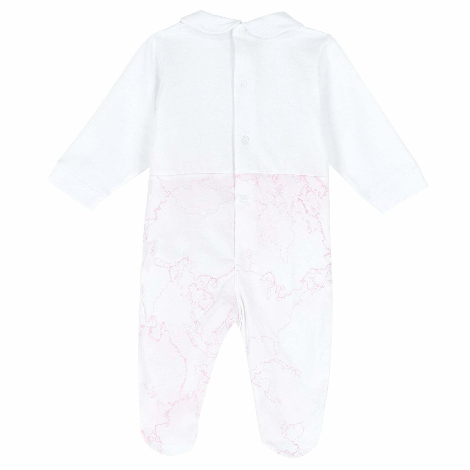 Girls White & Pink Geo Map Babygrow, 1, hi-res