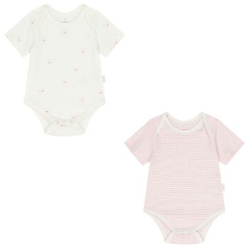 Baby Girls White & Pink Bodysuits ( 2-Pack )