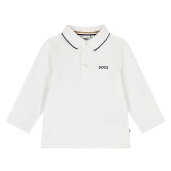 Younger Boys White Logo Polo Shirt