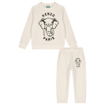 Boys Beige Elephant Logo Tracksuit