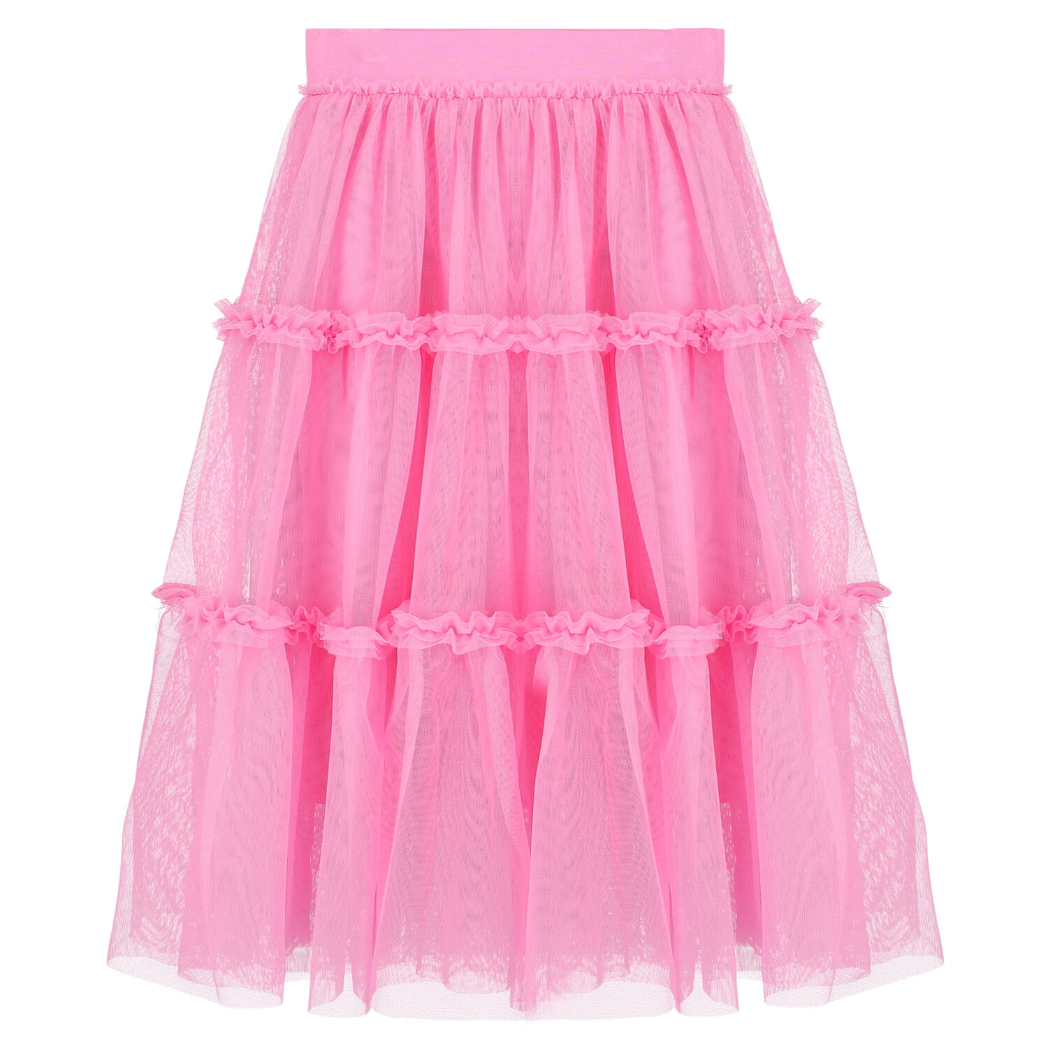 Girls Pink Tulle Midi Skirt, 1, hi-res