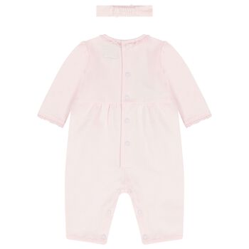 Baby Girls Pink Embroidered Romper Set