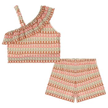Girls Multi-Coloured Knitted Shorts Set