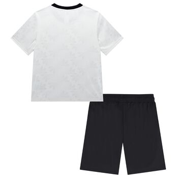 White & Black Logo Shorts Set