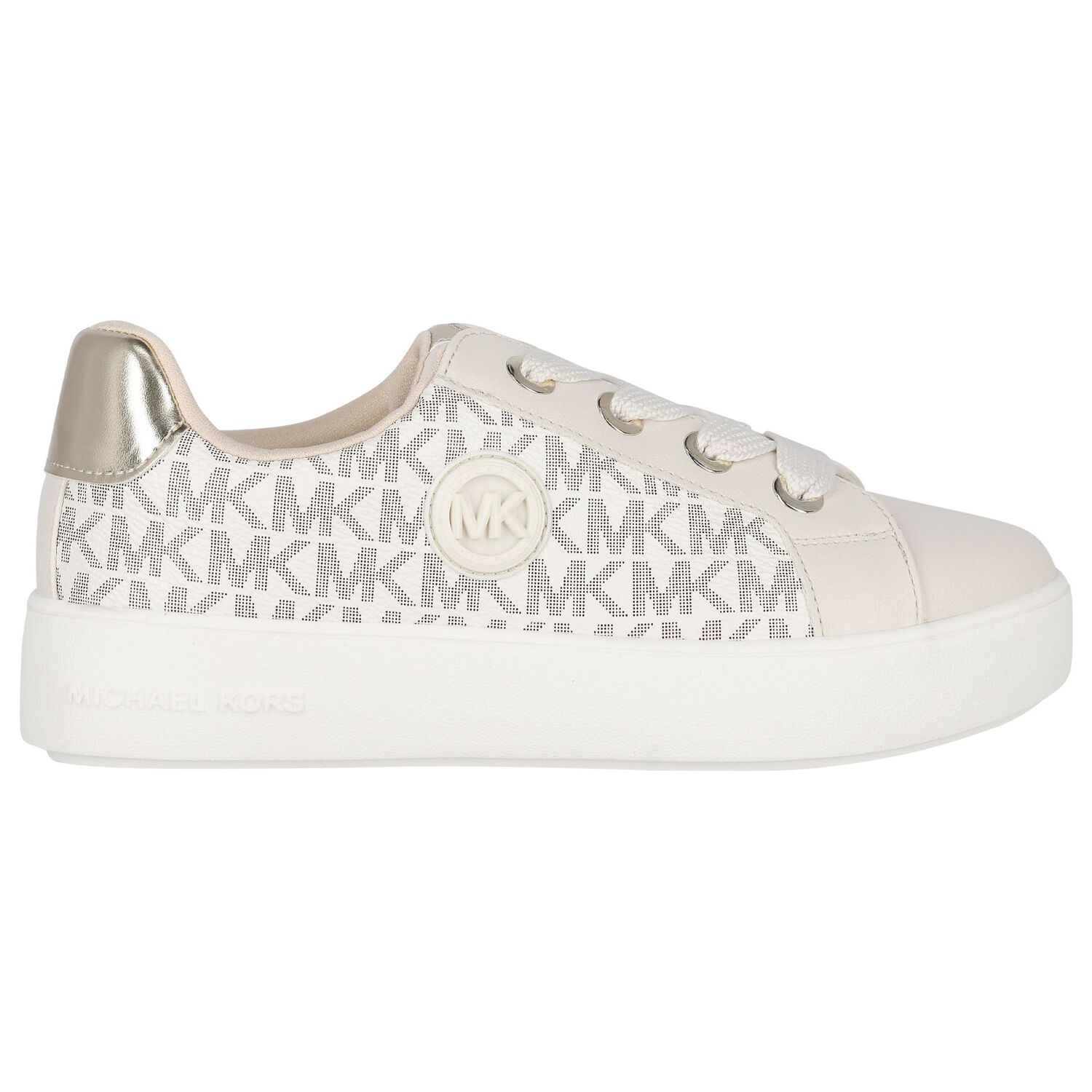 Girls Ivory & Gold Logo Trainers, 1, hi-res image number null