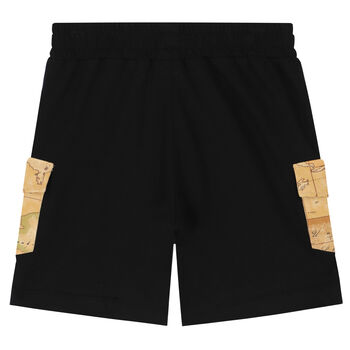Boys Black Geo Map Shorts