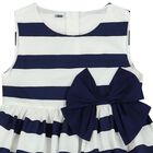 Girls Ivory & Navy Blue Striped Dress, 1, hi-res