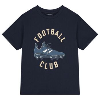 Boys Navy Blue Football T-Shirt