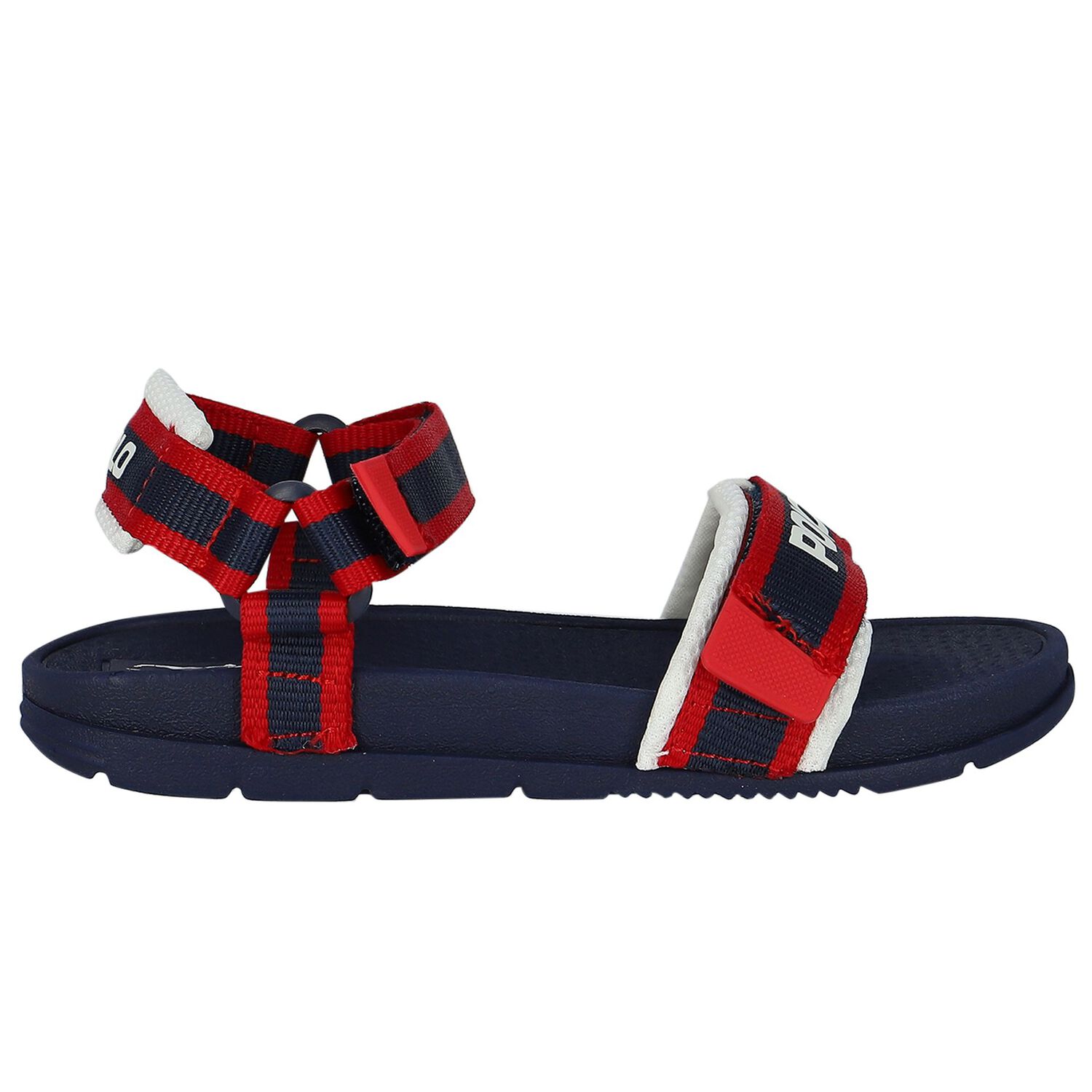 Boys Navy Blue & Red Sandals, 1, hi-res