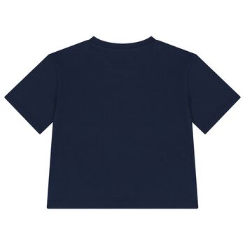 Girls Navy Blue Logo T-Shirt
