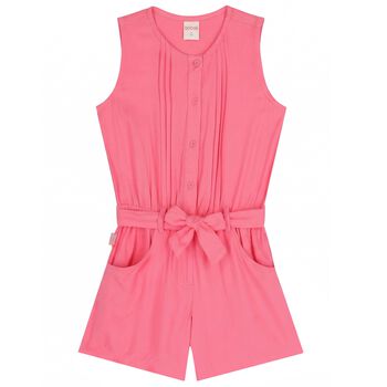 Girls Pink Pleated Playsuit