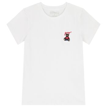Boys White Teddy Bear T-Shirt