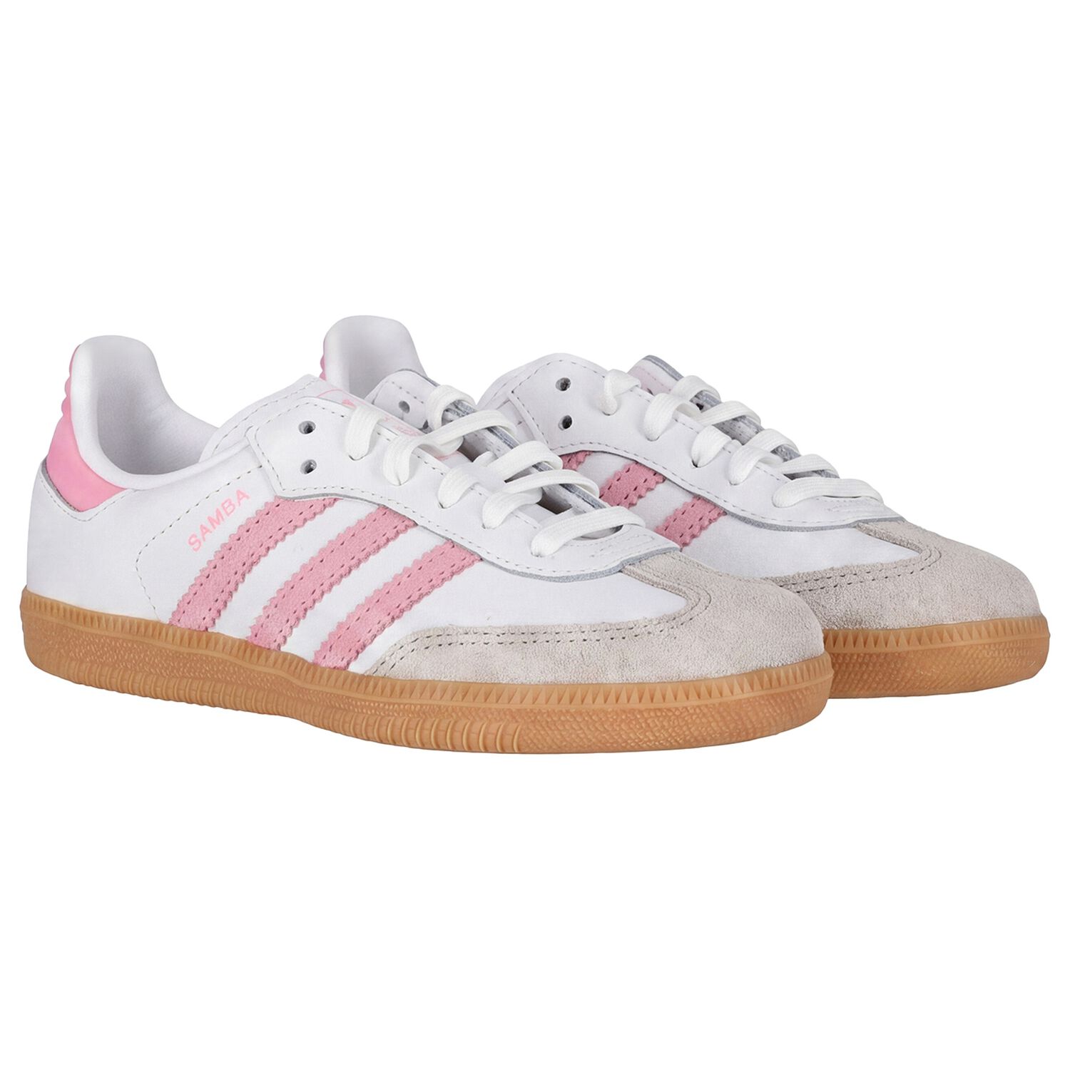 Girls White & Pink Samba OG Trainers, 1, hi-res