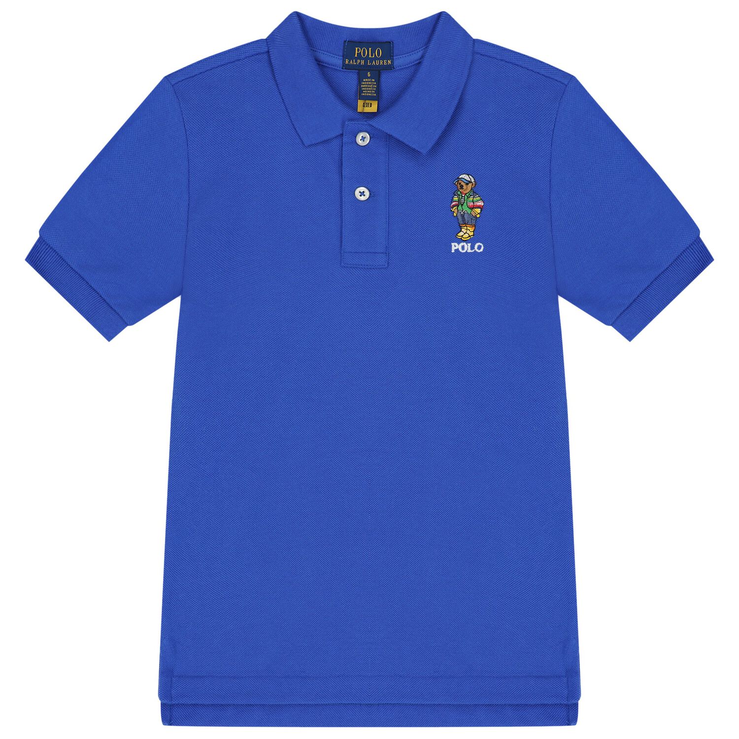 Boys Blue Polo Bear Polo Shirt, 1, hi-res