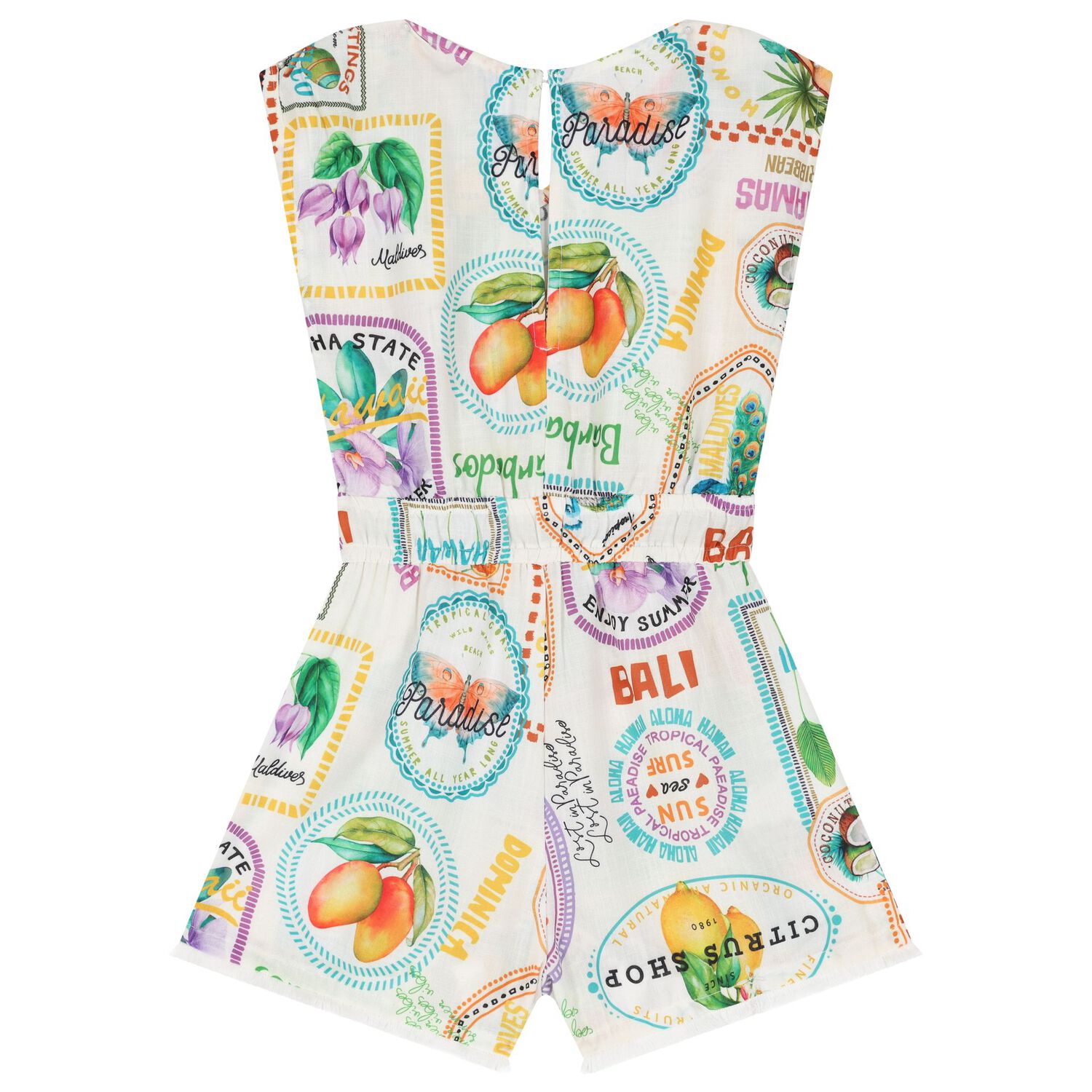 Girls Ivory Tassel Playsuit, 2, hi-res image number null