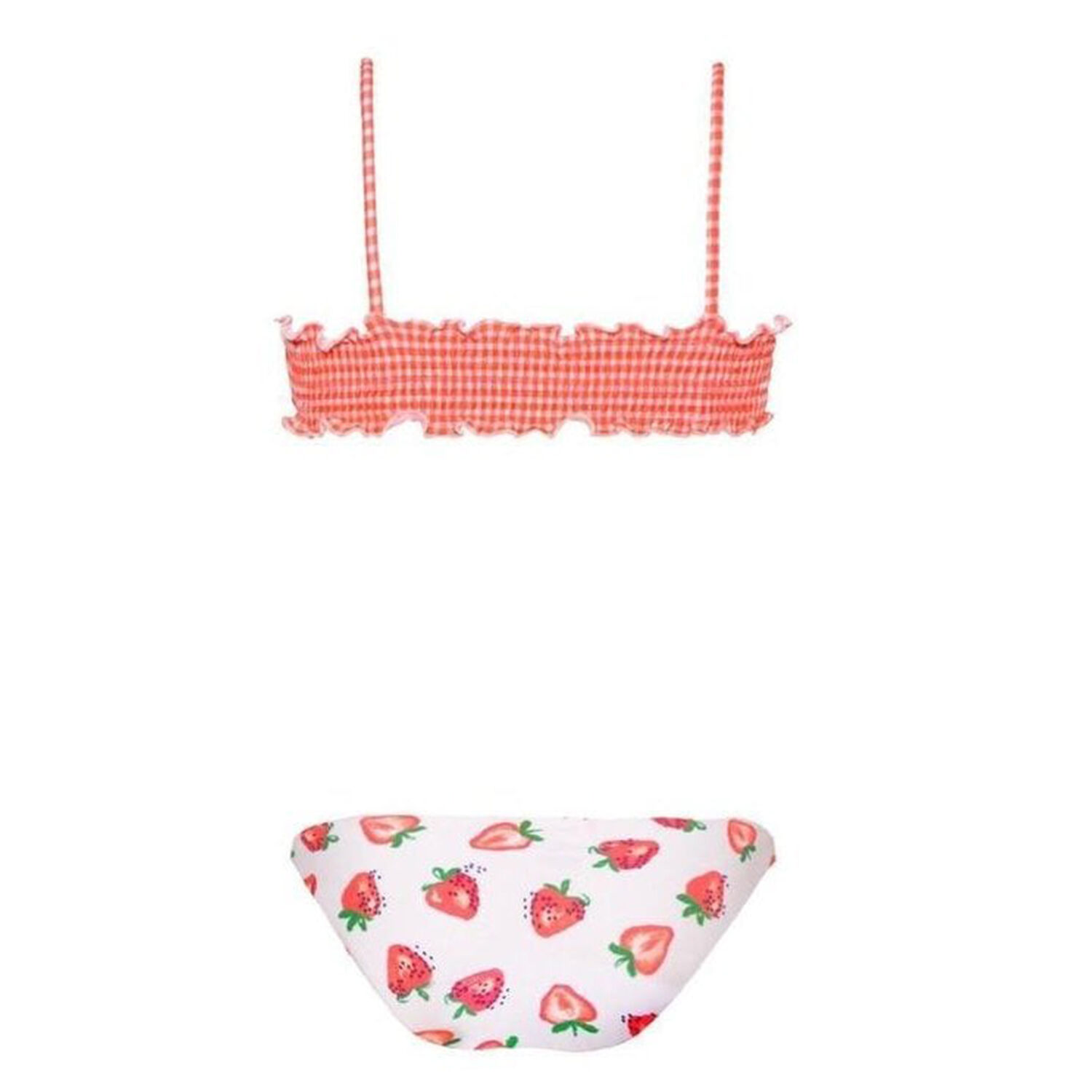Girls White Strawberry Crush Bandeau Bikini, 1, hi-res image number null